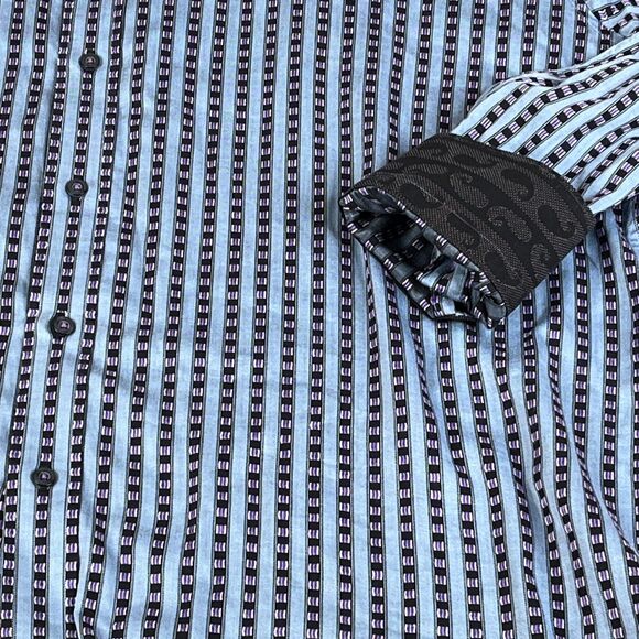 Robert Graham Shirt Mens 3XL Purple Blue Pink Long Sleeve Flip Cuff Button - Picture 3 of 13
